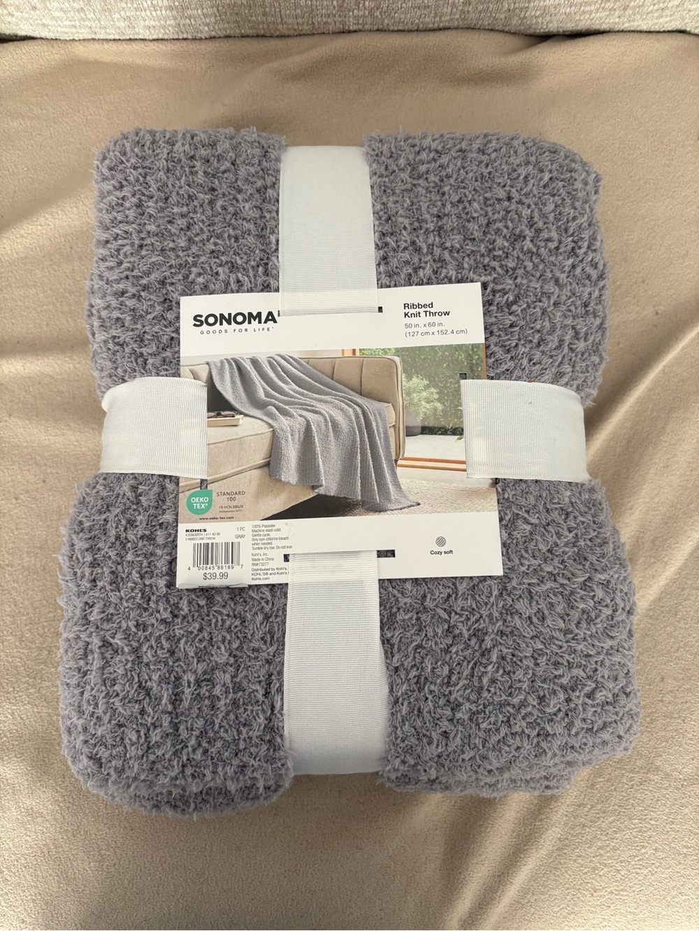 New Sonoma Plush Ribbed Knit Throw Blanket